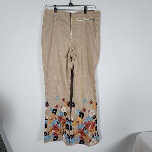 BDG Urban Outfitters Womens Striped Floral Bootcut Pants Size W31 Brown Casual